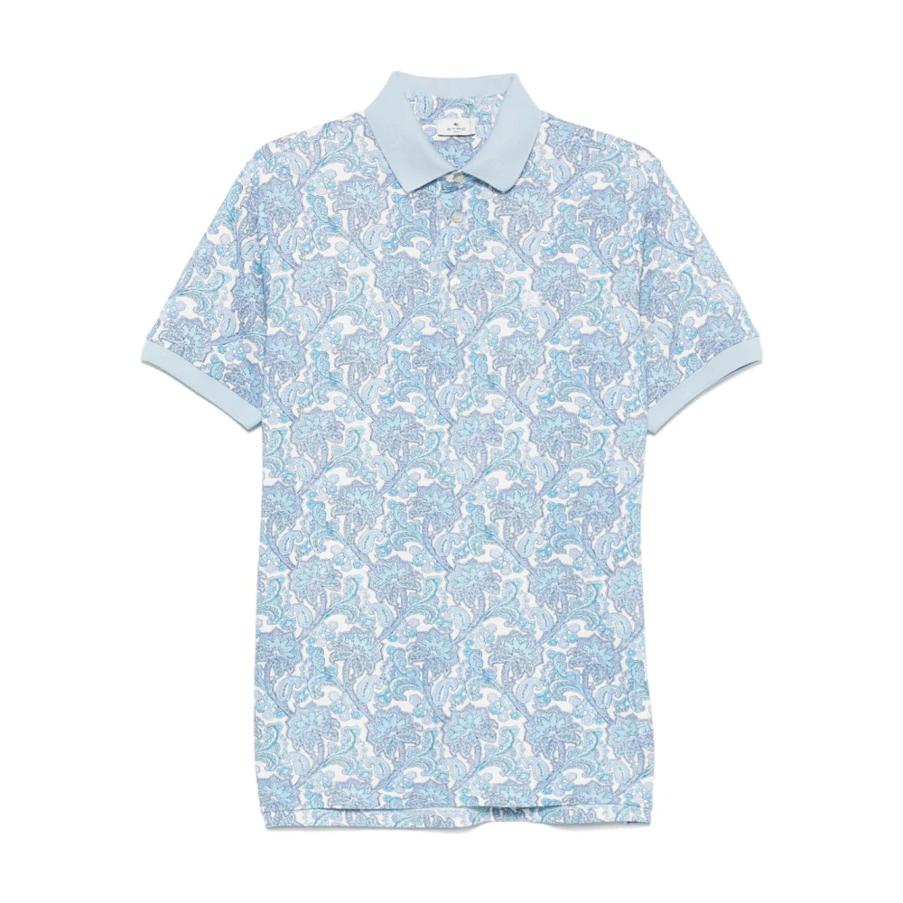 Etro Men's Blue Clear Floral Paisley Polo Shirt