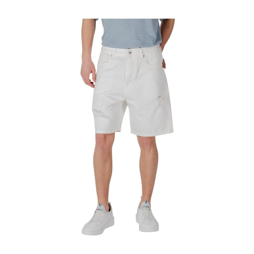 Gianni Lupo Men's White Casual Shorts, L, Cotton Bermuda Shorts