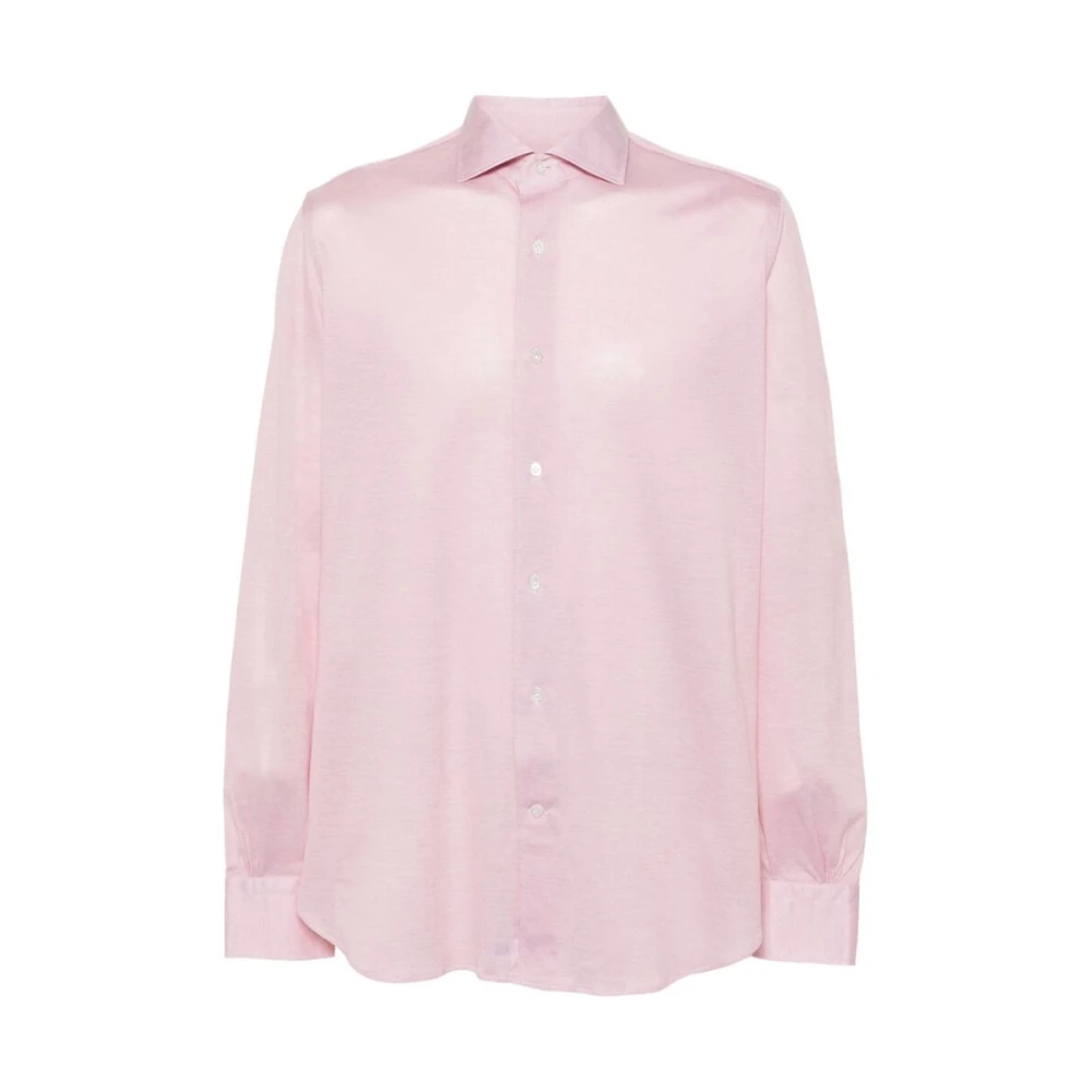 Mazzarelli Roze Katoenen Piqué Overhemd Pink Heren