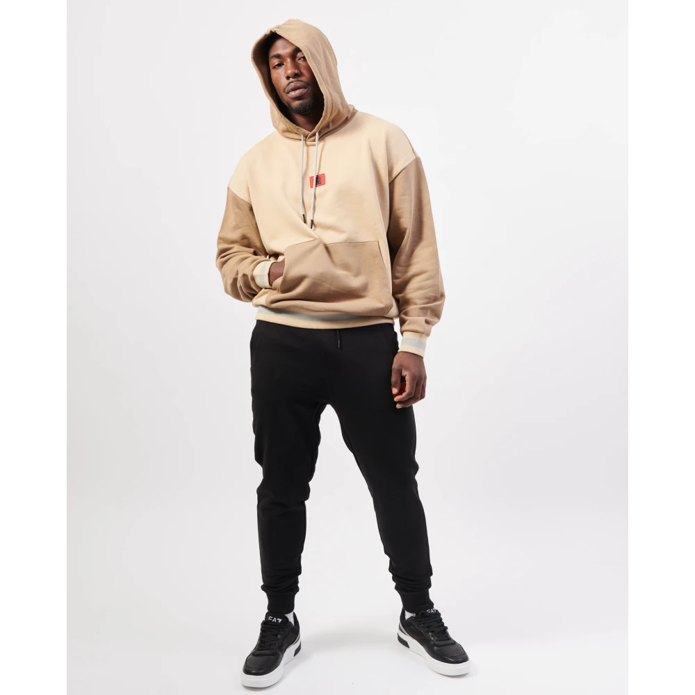 Hugo Boss Beige hoodie met kleurblokken Beige Heren