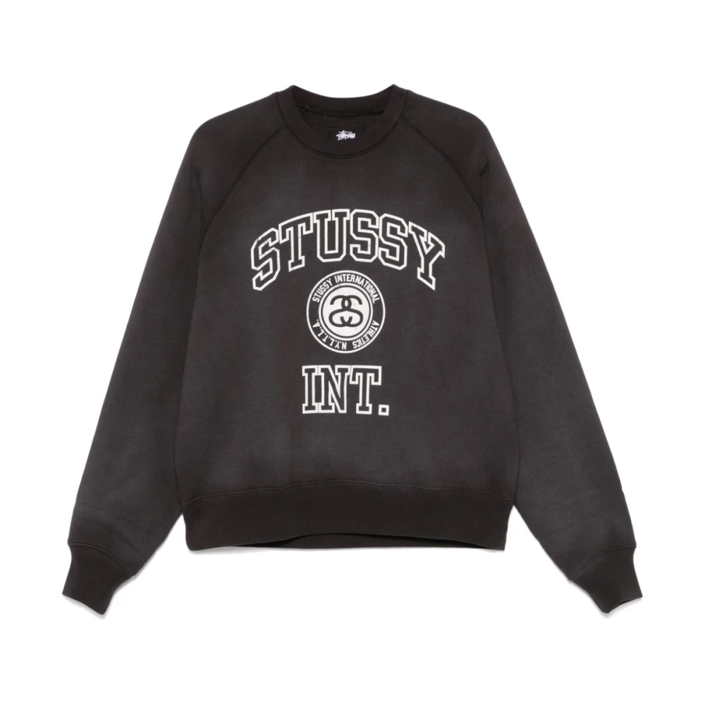 Stüssy Zwart Logo Print Crew Neck Sweater Black Heren