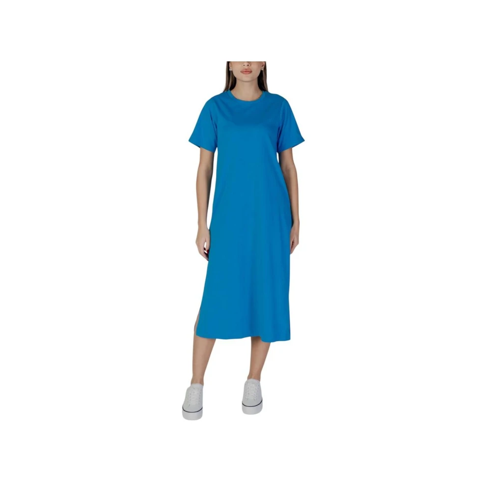 b.Young Blauwe Katoenen Midi Jurk Blue Dames
