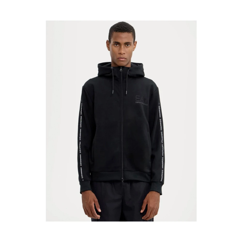 Emporio Armani EA7 Zwarte Trui Regular Fit Synthetisch Materiaal Black Heren