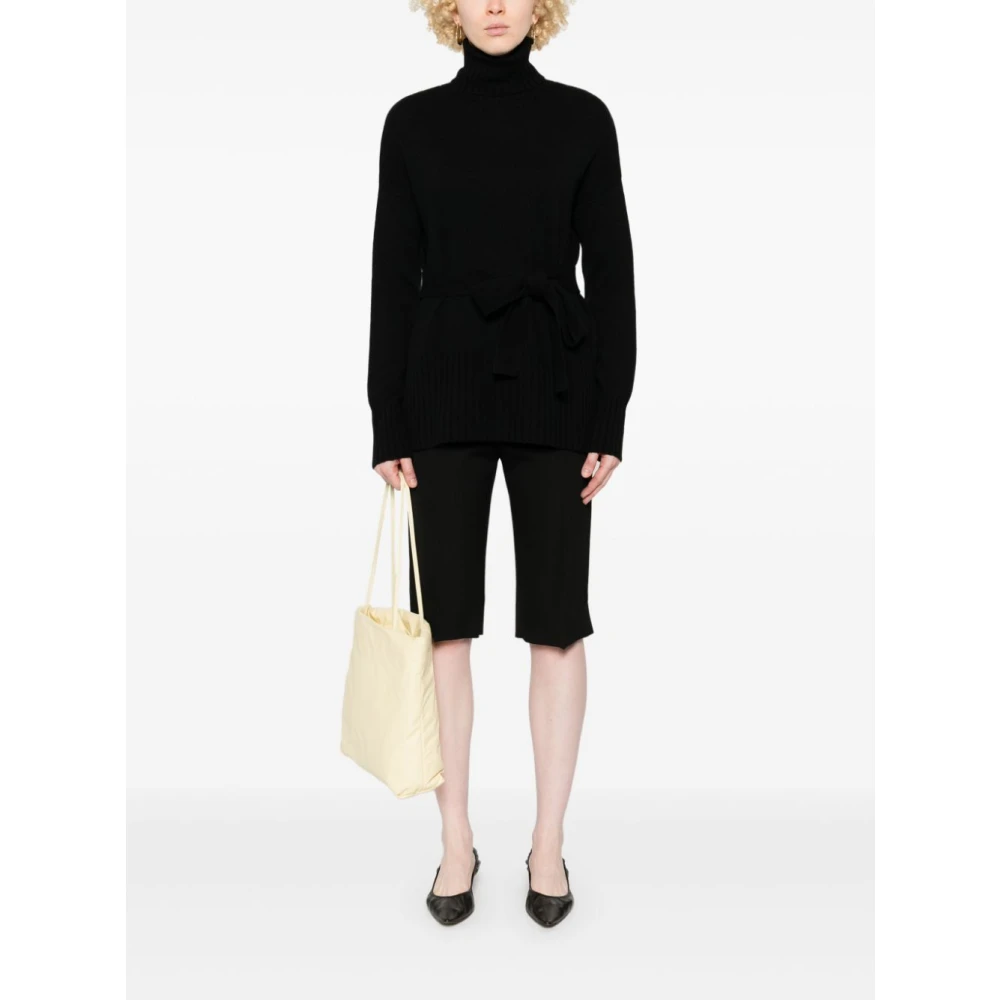 Wild Cashmere Zwarte Wol-Kasjmier Coltrui Sweater Black Dames