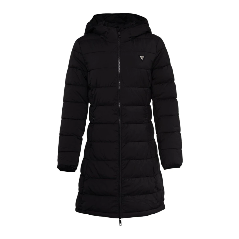 Guess Lange Puffer Jas Herfst Winter Collectie Black Dames