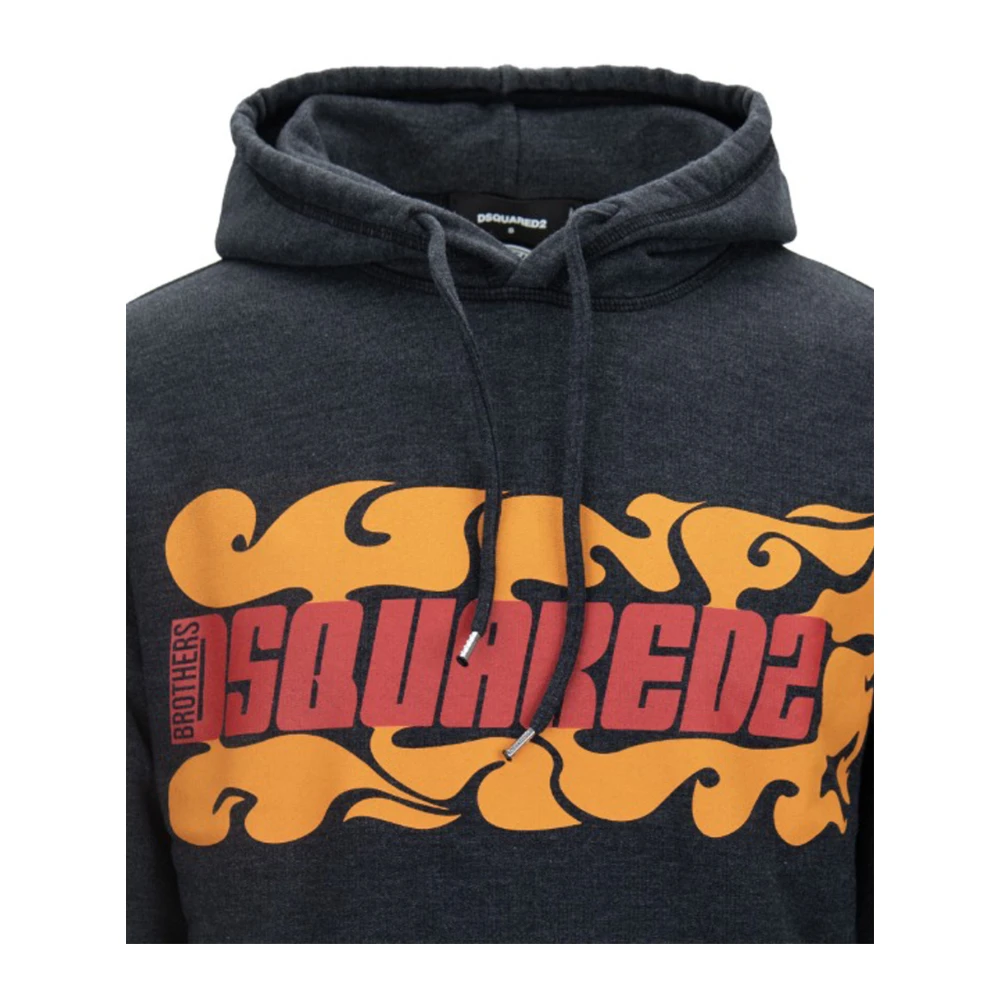 Dsquared2 Hoodie met Logo Print Black Heren