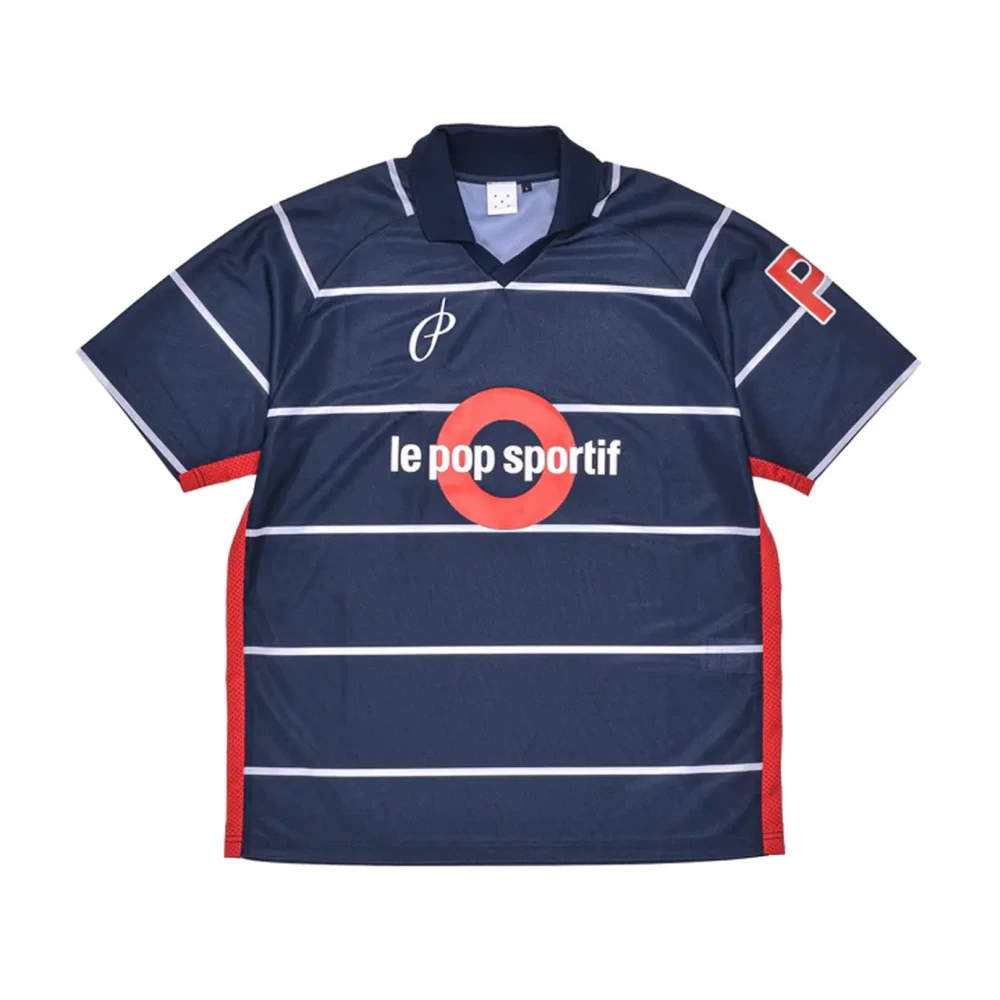 Pop Trading Company Gestreept Sportif Kortemouw T-shirt Blue Heren
