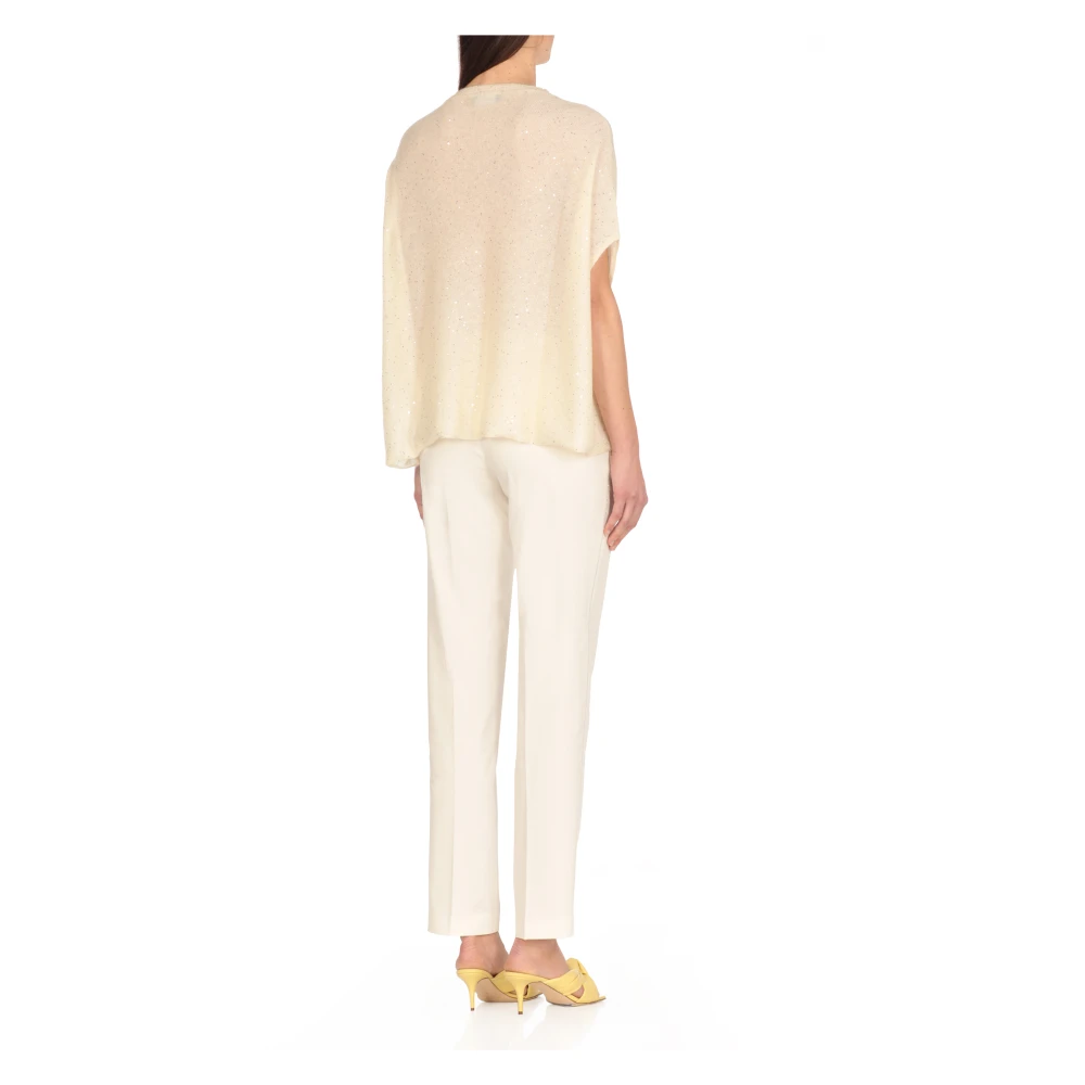 Fabiana Filippi Ivoor Paillet Mouwloze Trui Beige Dames