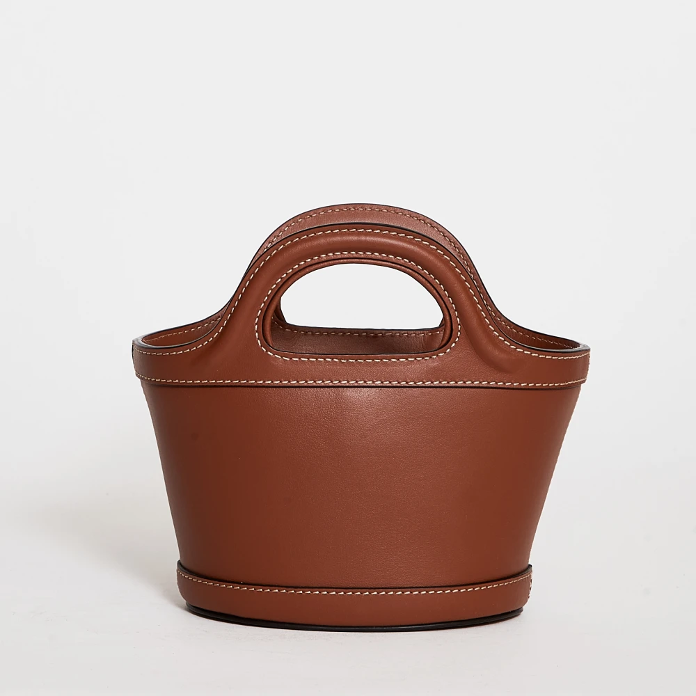 Marni Bruine Tropicalia Leren Handtas Brown Dames