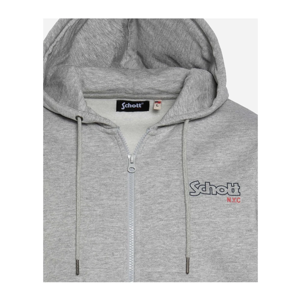 Schott NYC Ritssluiting Hoodie Sweater Sam Gray Heren