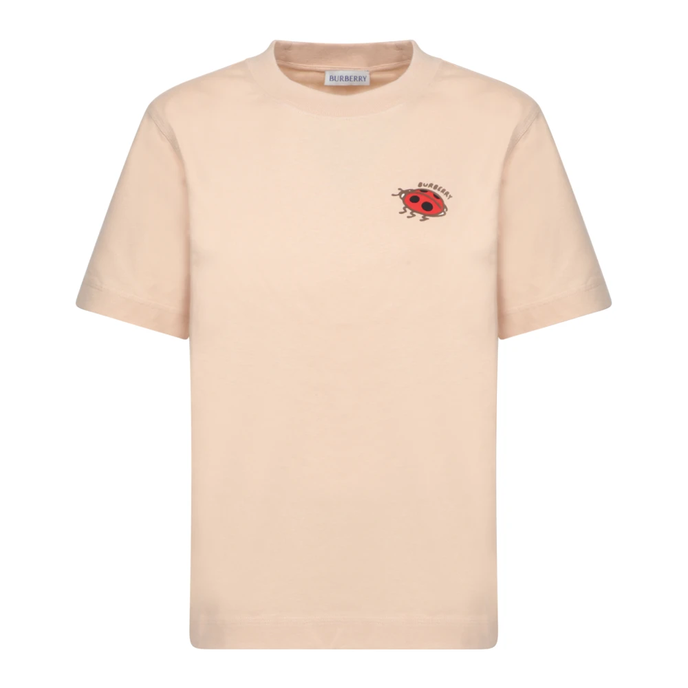 Burberry Nyckelpiga Logo Bomull Crew Neck T-shirt Beige, Dam