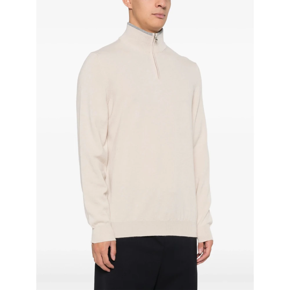 Fedeli Luxe Cashmere Half-Zip Gebreide kleding Beige Heren