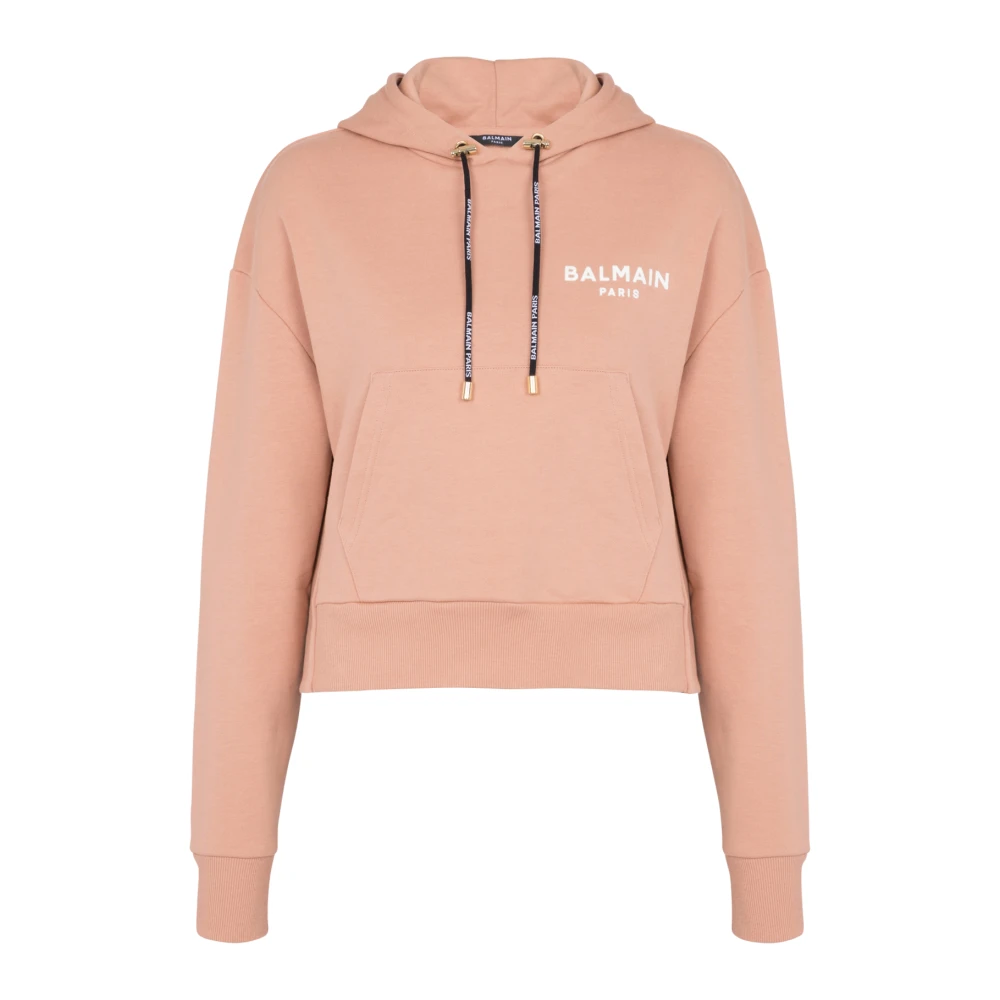 Cropped Sweatshirt med Flocked Logo