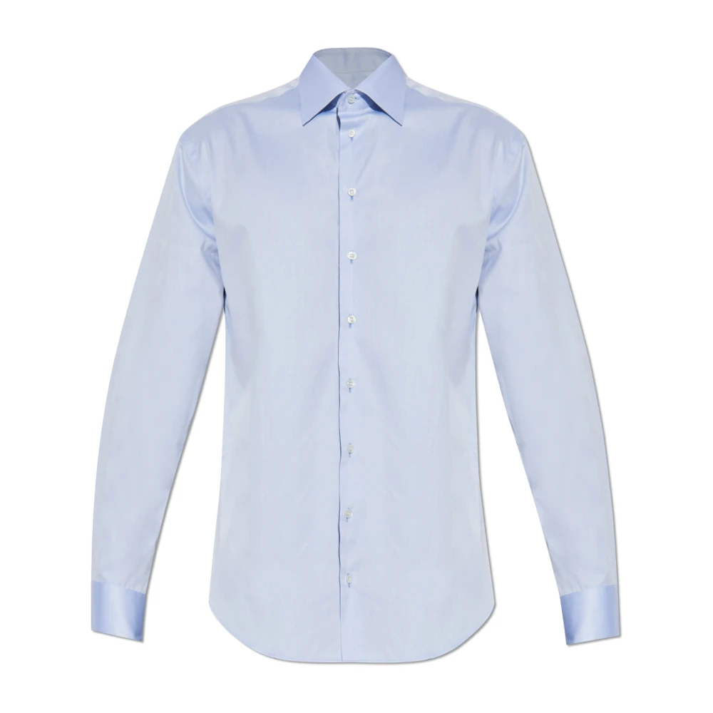 Giorgio Armani Herr Blå Skjortor 5XL, Bomull, Bomullsskjorta