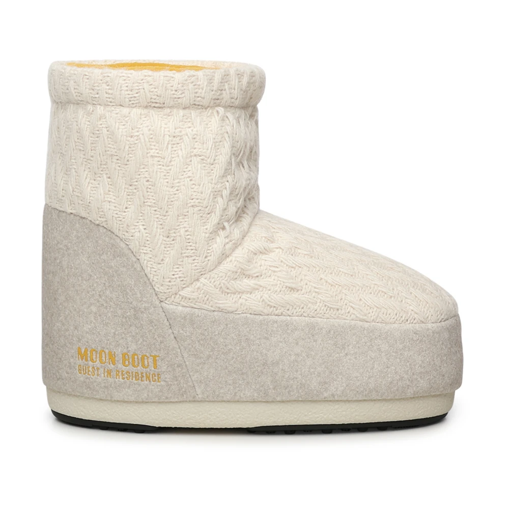 Moon Boot Women's Beige Winter Boots, 3 Uk, Icon Low No Lace Knit Boots