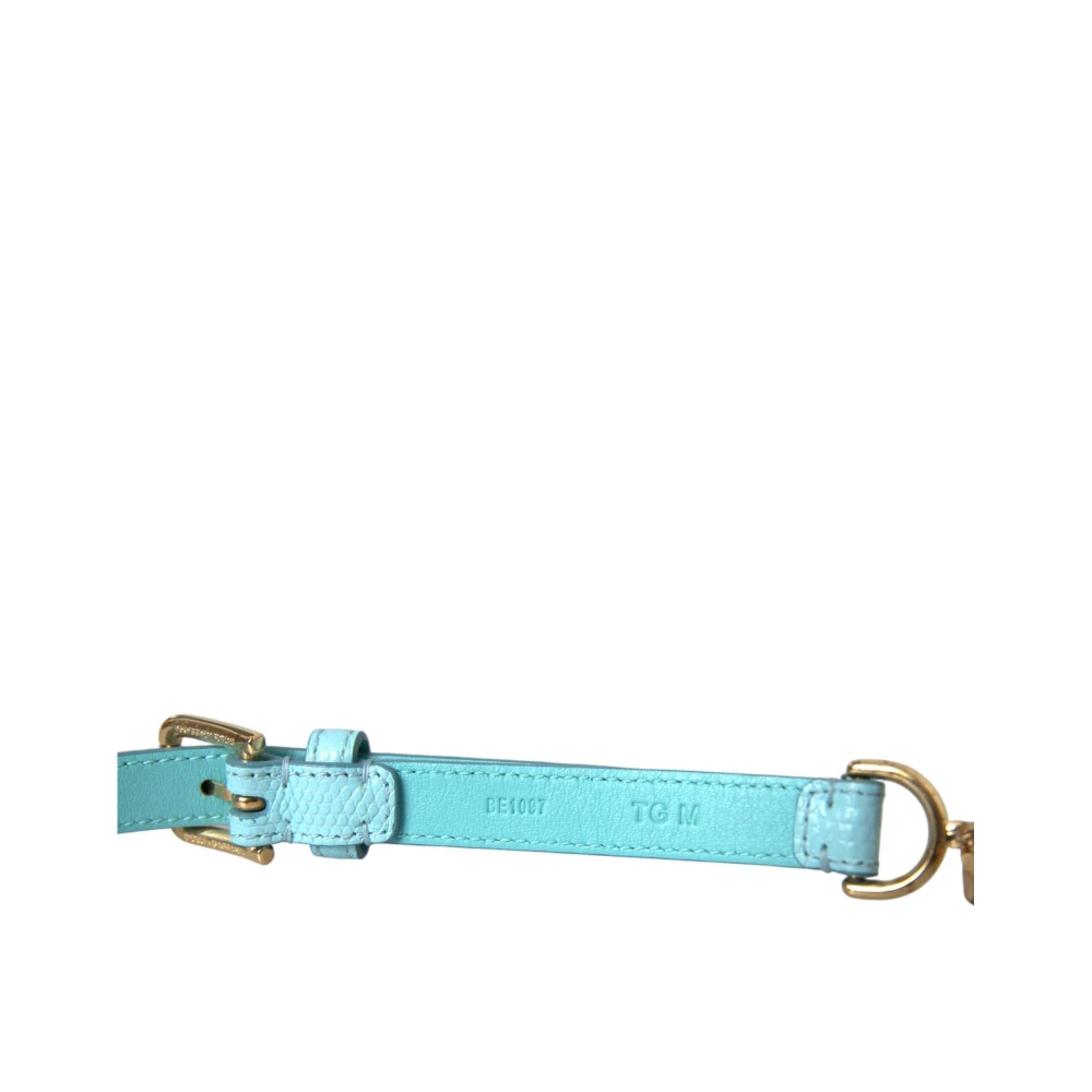 Dolce & Gabbana Kristal Ketting Leren Taille Riem Blue Dames