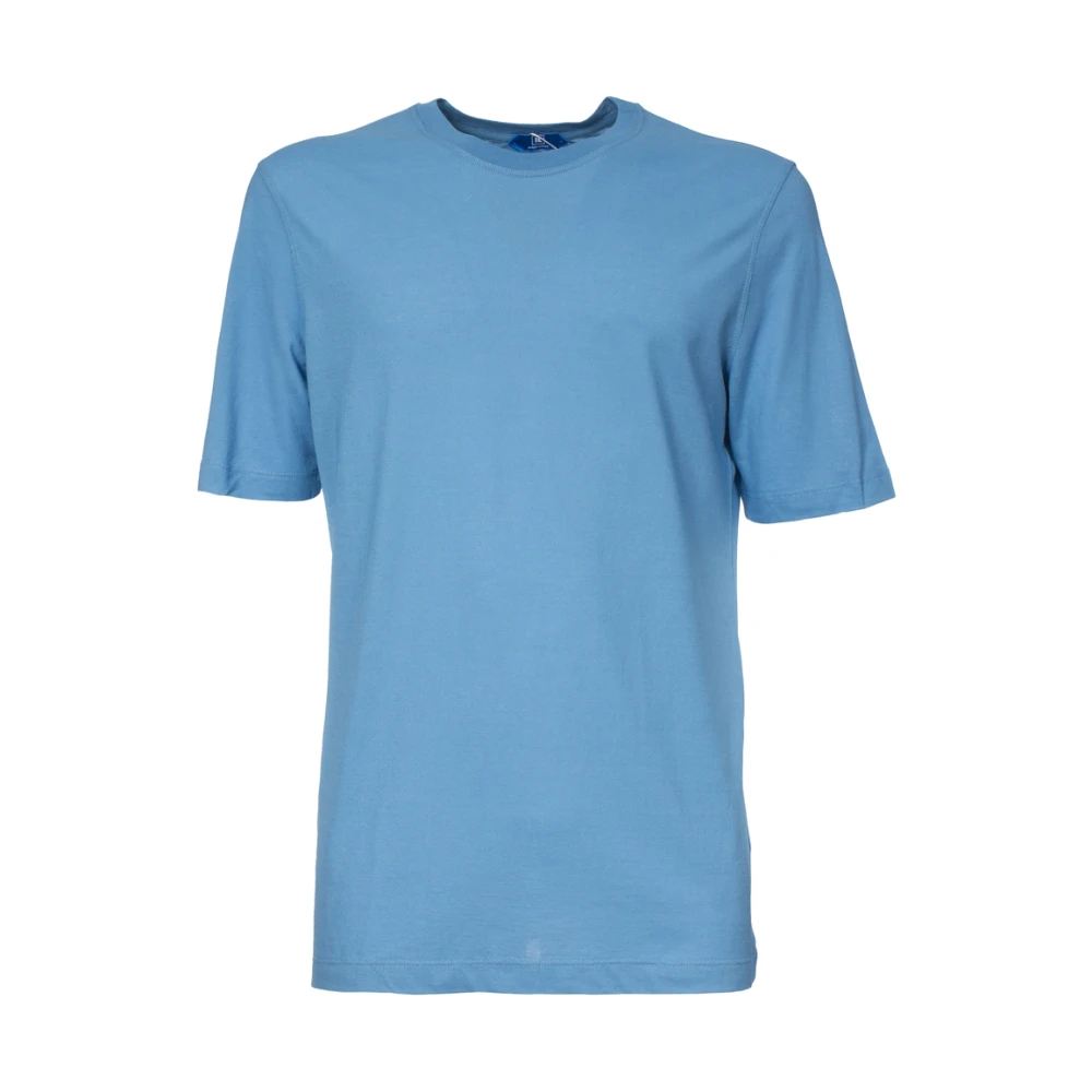 Kired Katoenen Crew Neck T-shirt Blue Heren
