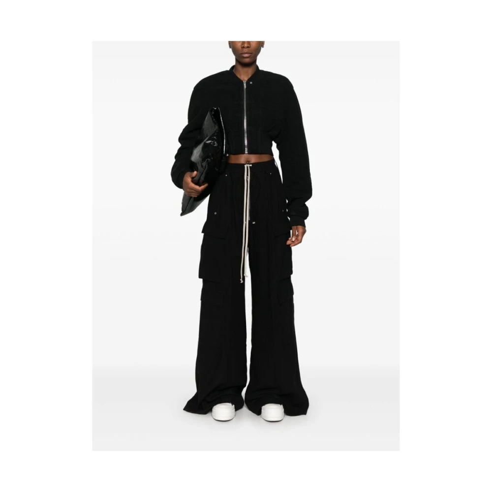Rick Owens Zwarte Katoenen Baseball Kraag Jas Black Dames