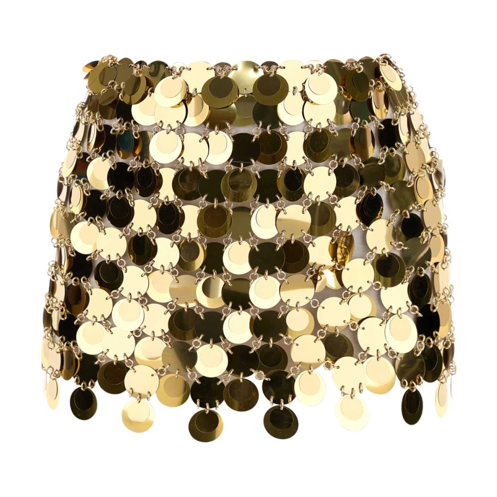 Rabanne Women's Yellow Maxi Sequins Mini Skirt