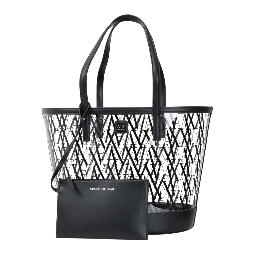 Armani Exchange Women's Black Shopping Bags, One Size, Shopper Bag Modern And Versatile