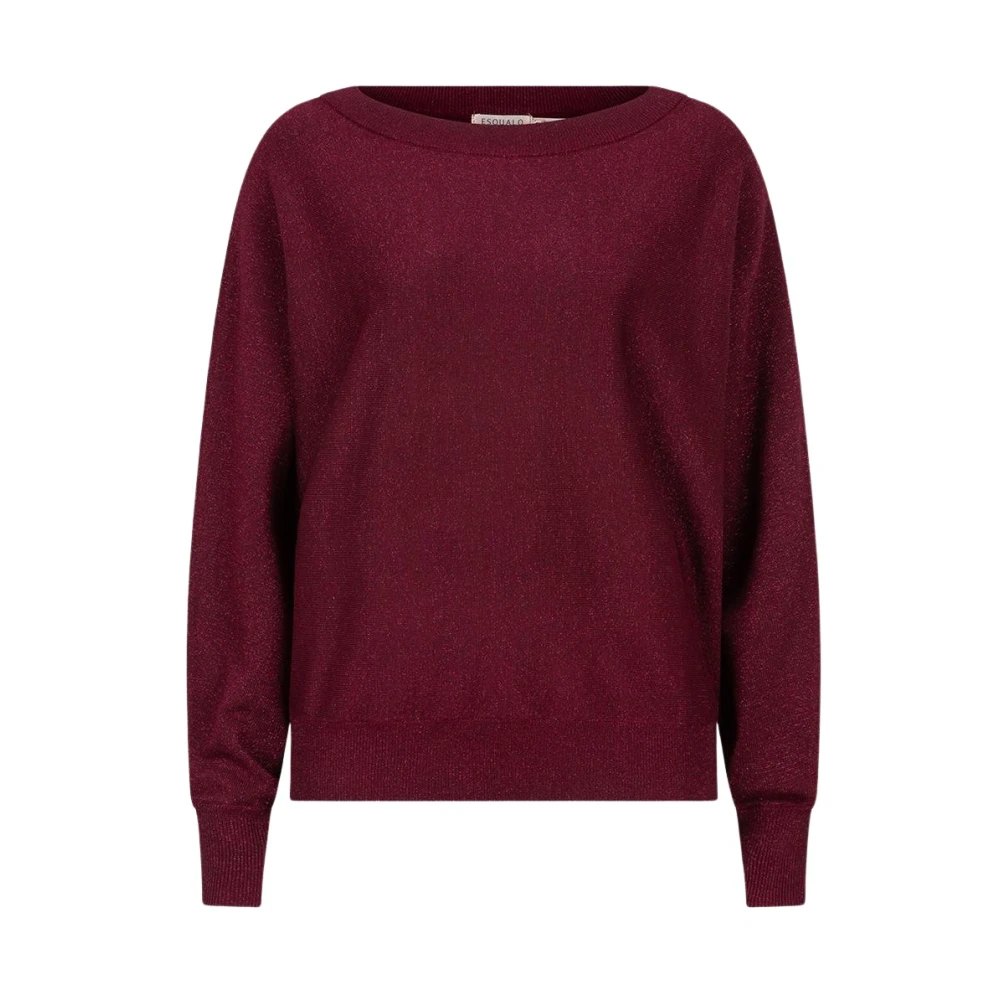 Esqualo Batwing Lurex Trui Wijnrood Red Dames