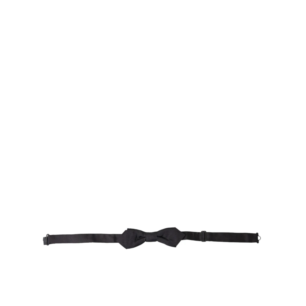 Dolce & Gabbana Elegante zwarte zijden vlinderdas Black Heren
