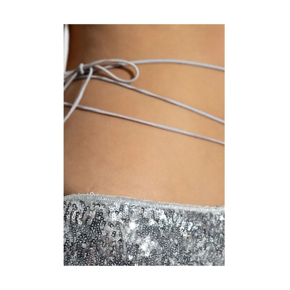 Oseree Zilveren Band Zijdelingse Split Rok Gray Dames