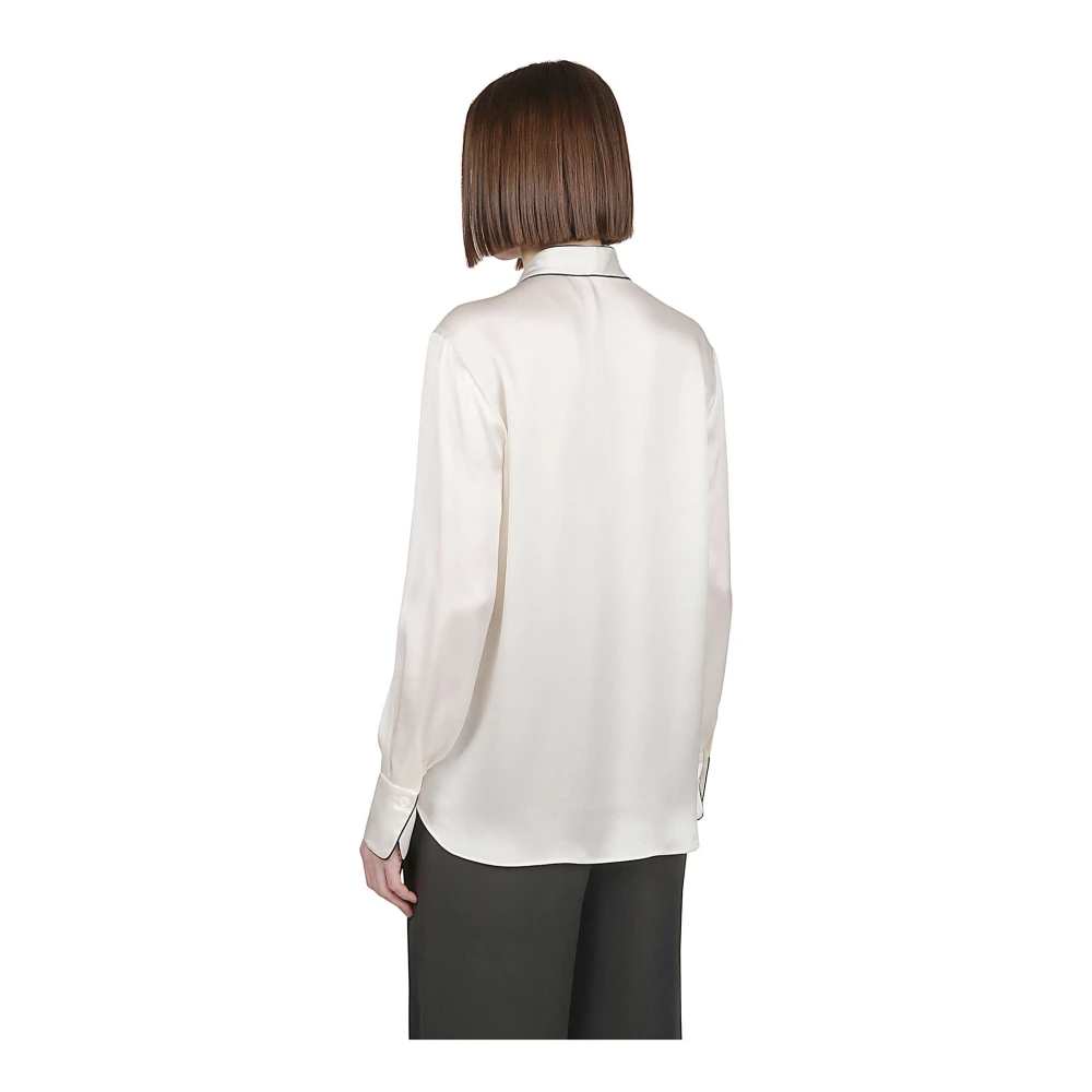 Eleventy Zijden overhemd met contrastbies Beige Dames