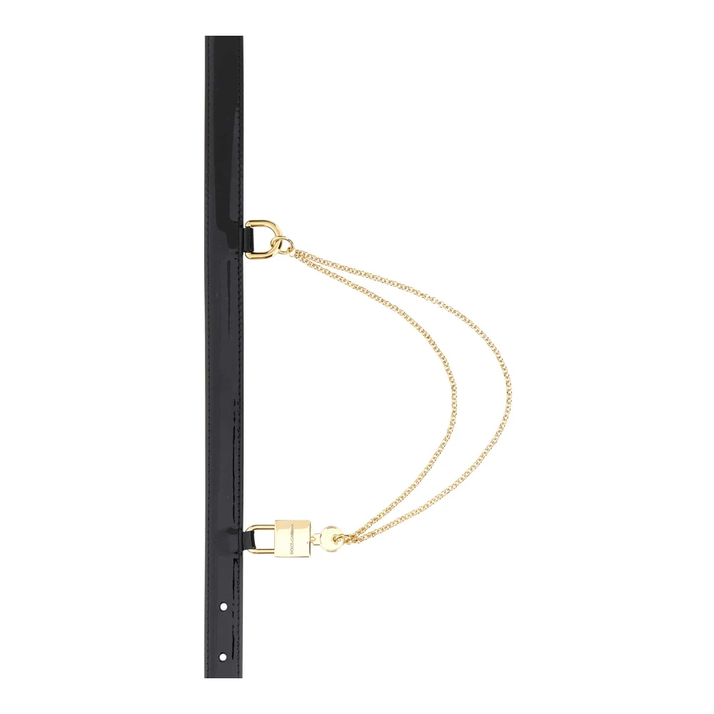 Dolce & Gabbana Zwarte leren Riem Hoogte: 2 cm Black Dames