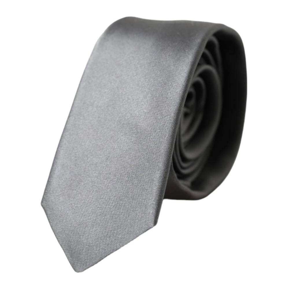 Dolce & Gabbana Luxe Zijden Stropdas Zilverkleur Gray Heren