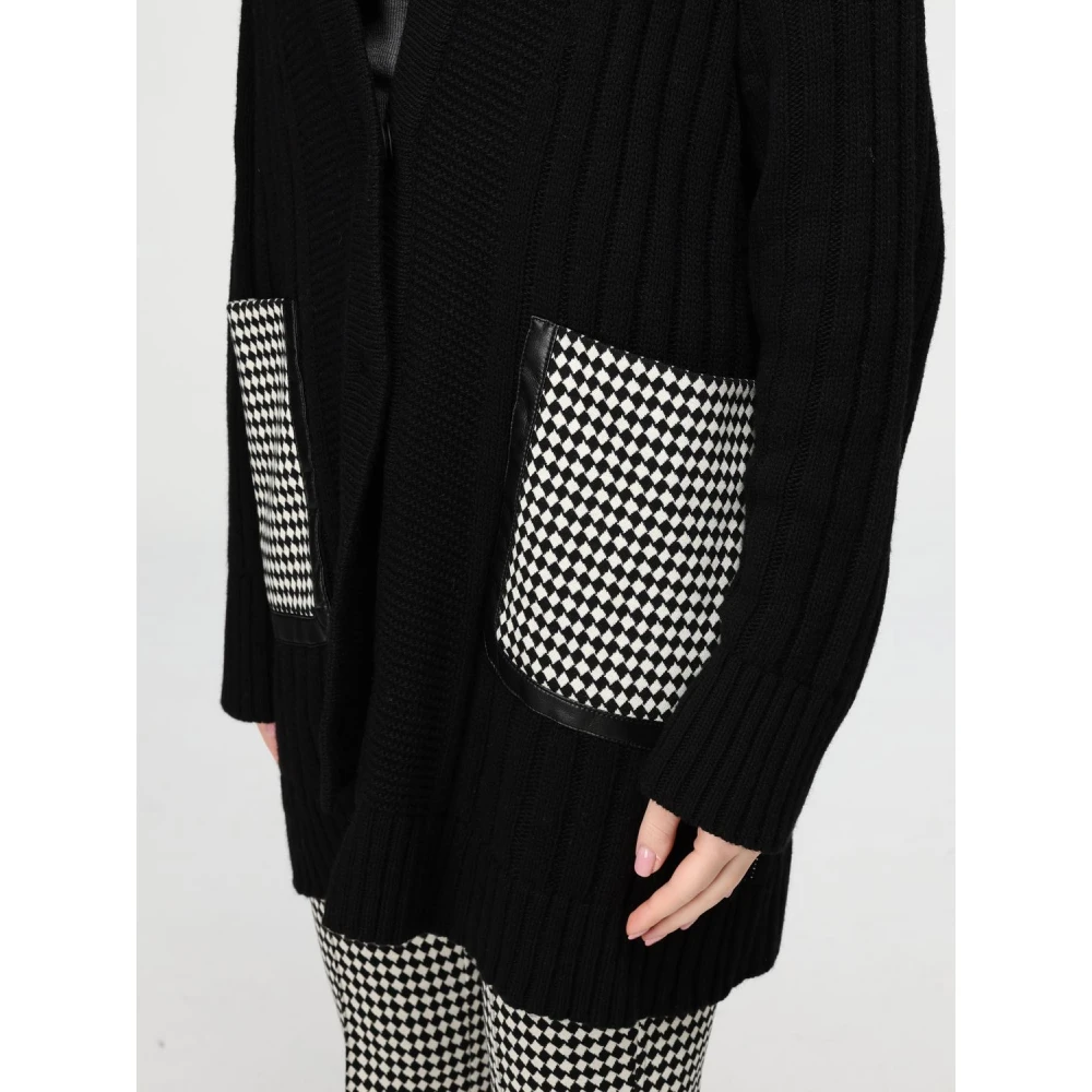 Simona Corsellini Stijlvolle Lange Cardigan Sweater Black Dames