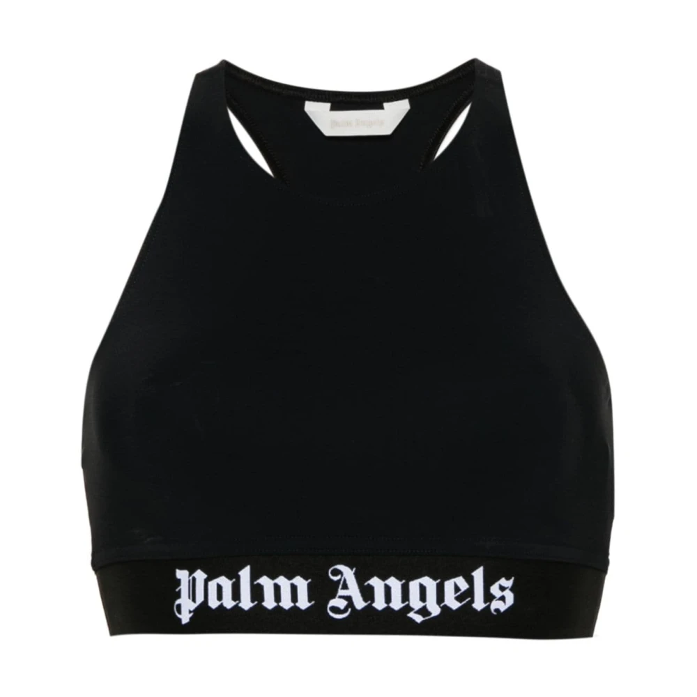 Palm Angels Mouwloze Logo Top Black Dames