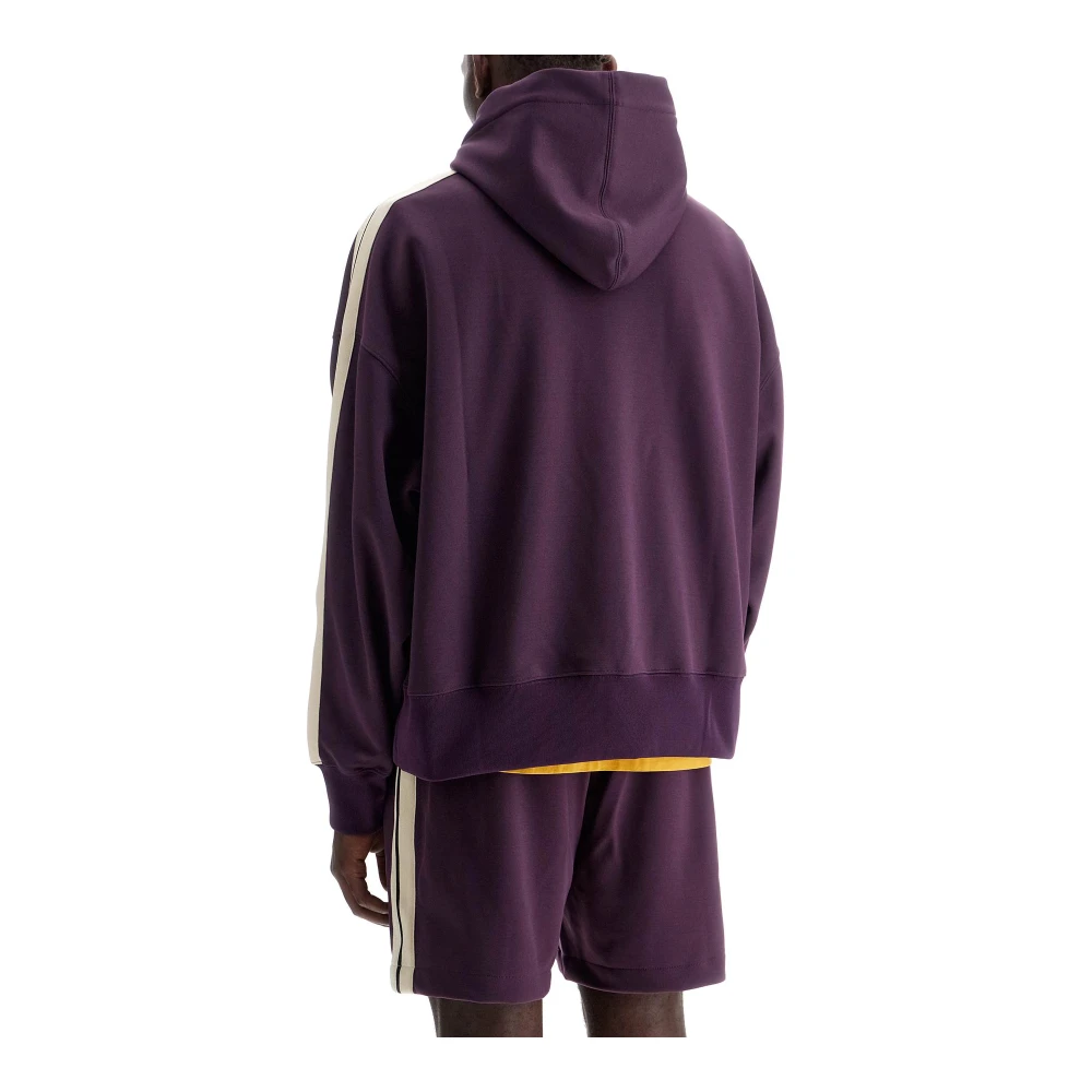 Palm Angels Gestreepte Boxy Sweatshirt met Kangoeroezak Purple Heren