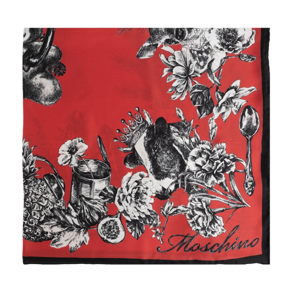 Moschino Unisex Multicolor Accessoarer One Size, Silkesscarf Med Tryck