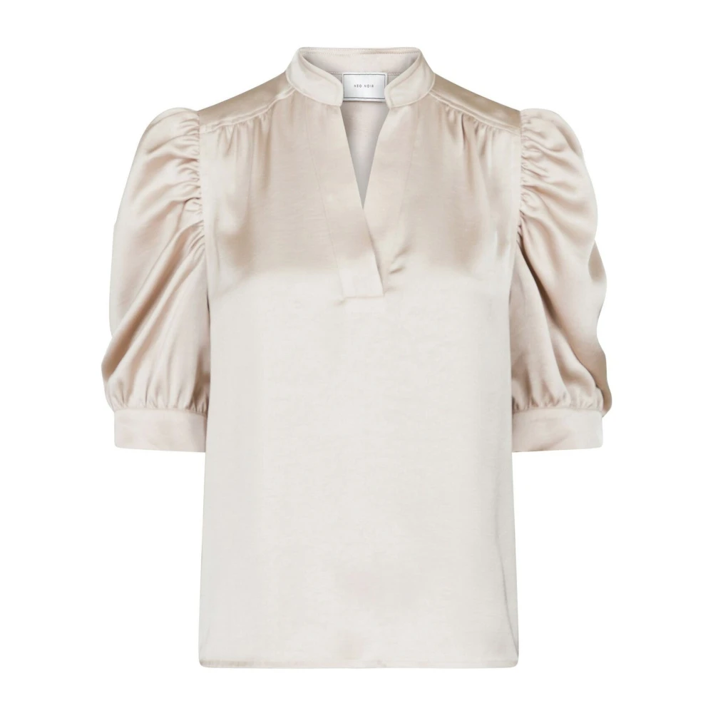 Neo Noir Beige Blouses, Female, Xl, Heavy Sateen Blouse