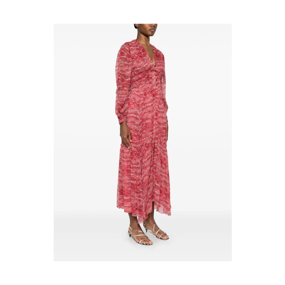 Isabel Marant Étoile Poppy Red Etoile Jurk met Zijstrik Multicolor Dames