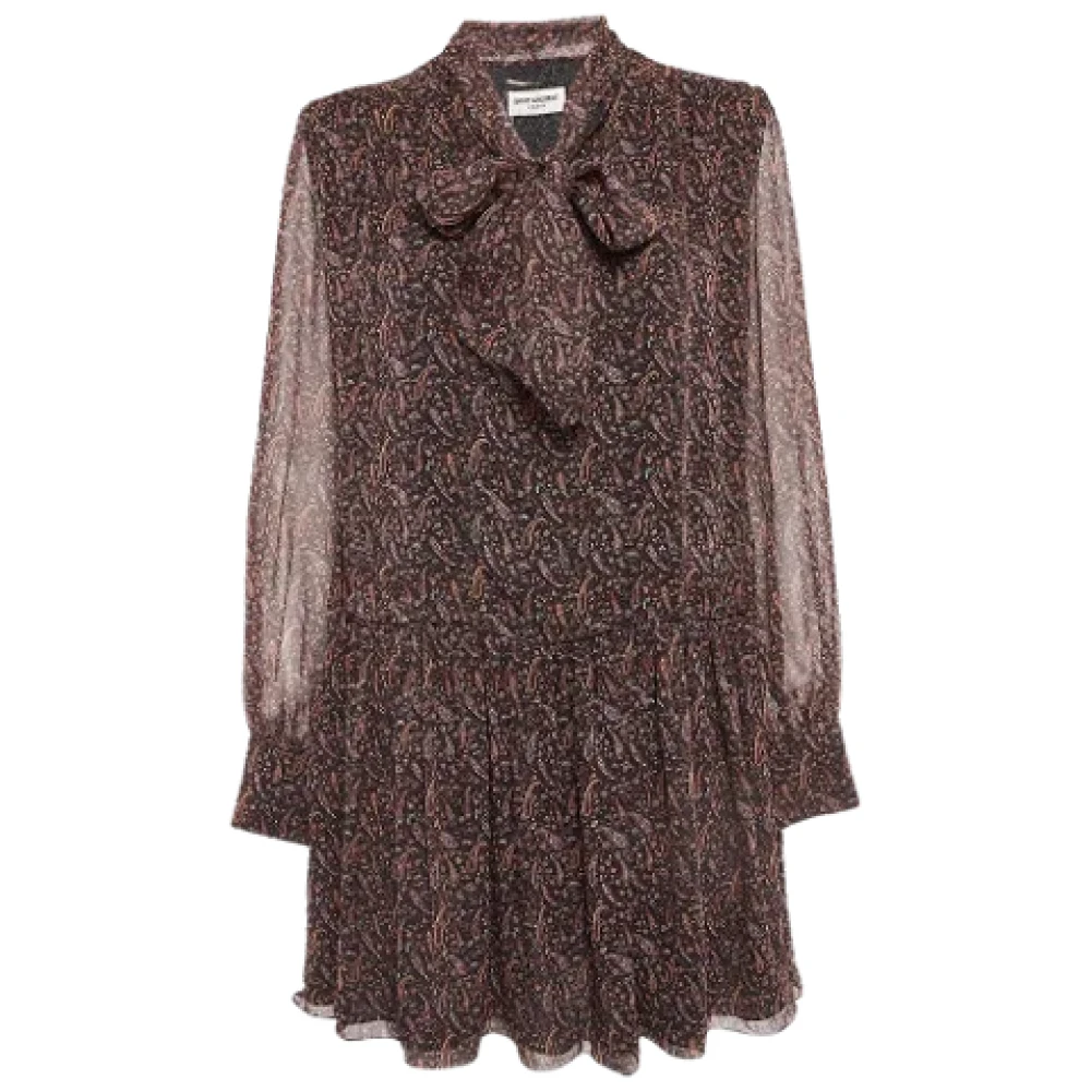 Yves Saint Laurent Vintage Pre-owned Silk dresses Brown Dames