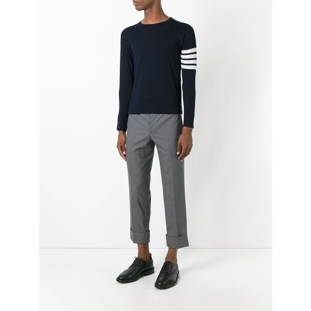 Thom Browne Blauwe Klassieke Crewneck Trui Blue Heren
