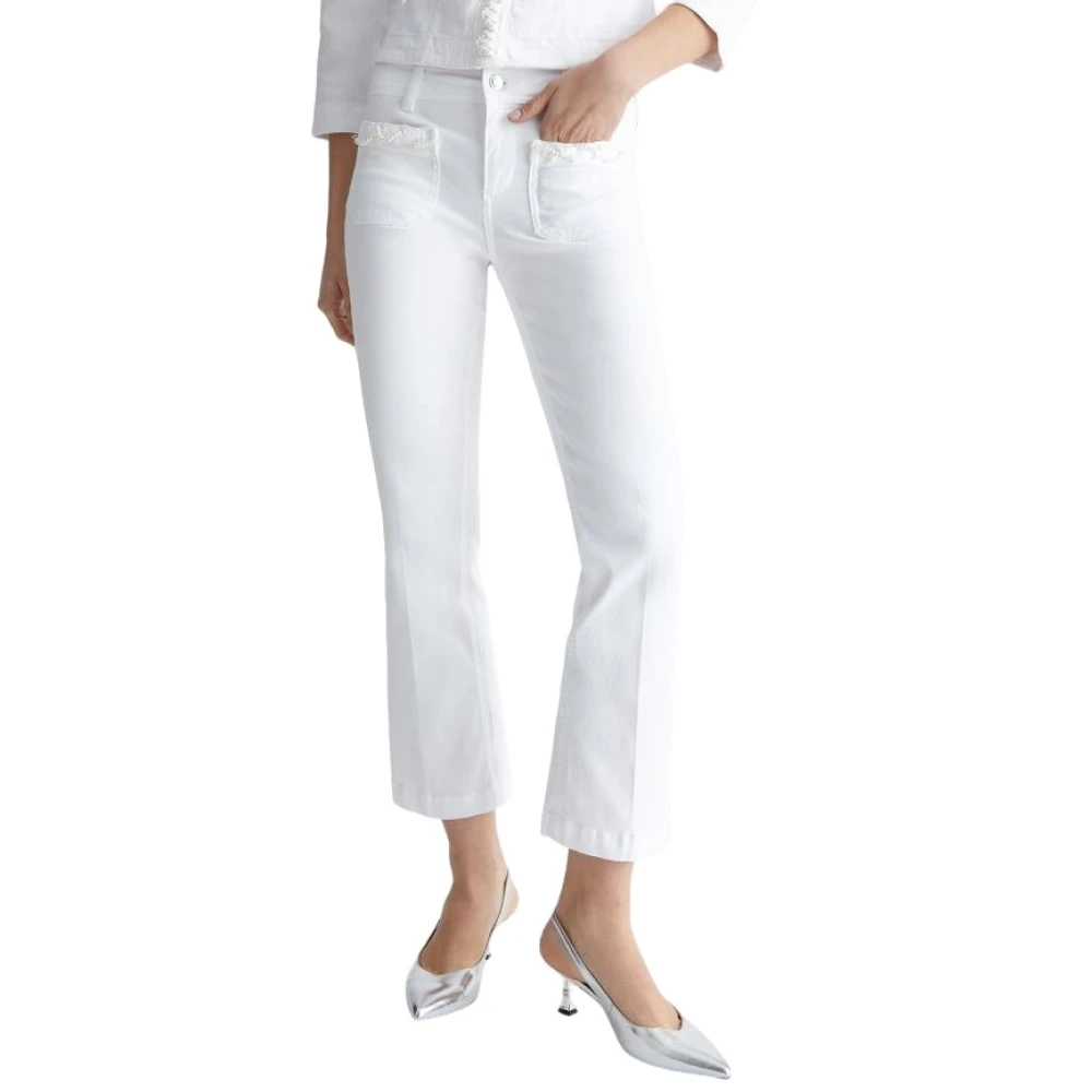 Liu Jo Women's White Cropped Trousers, W31, Slim Leg Jeans