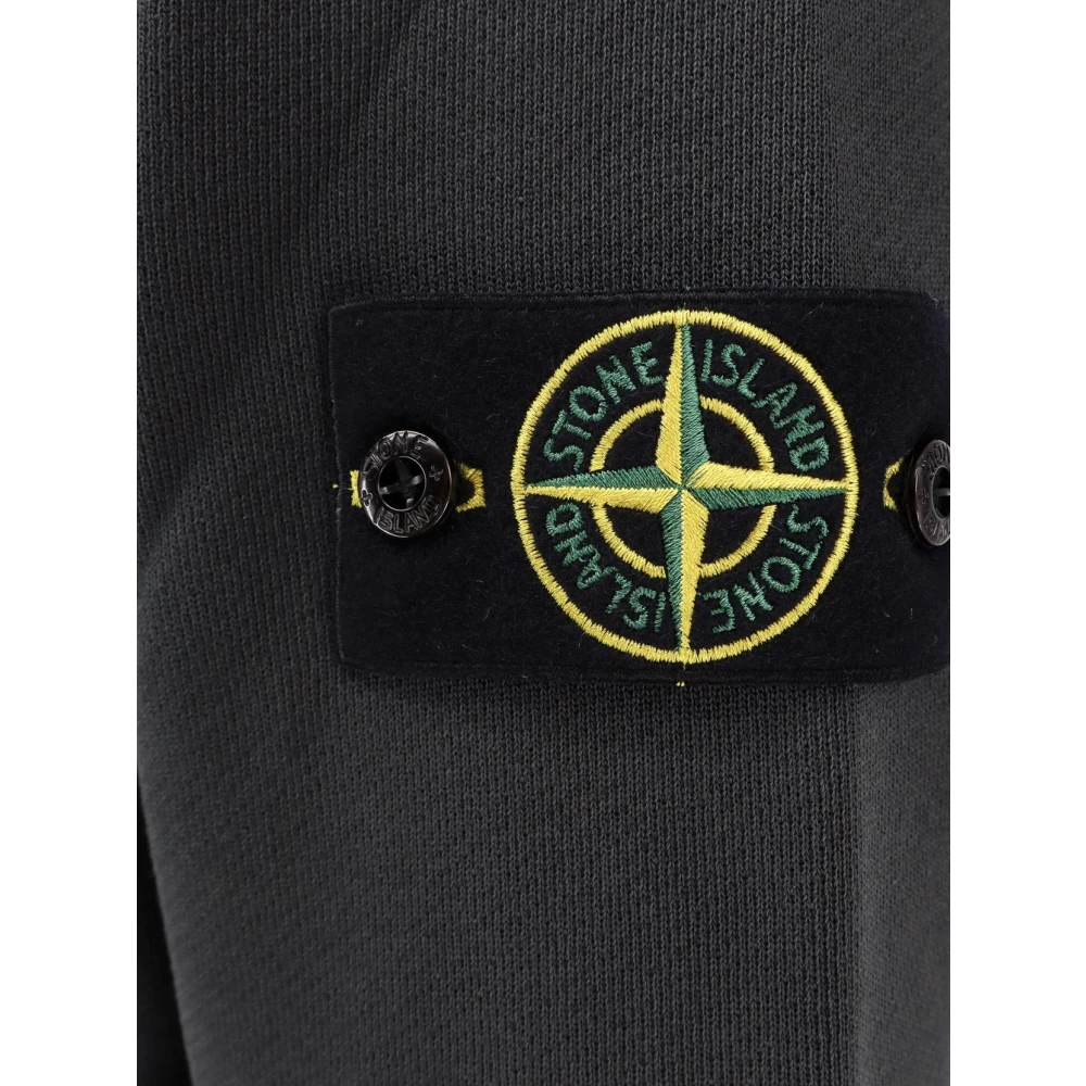 Stone Island Logo Patch Katoenen Hoodie Gray Heren