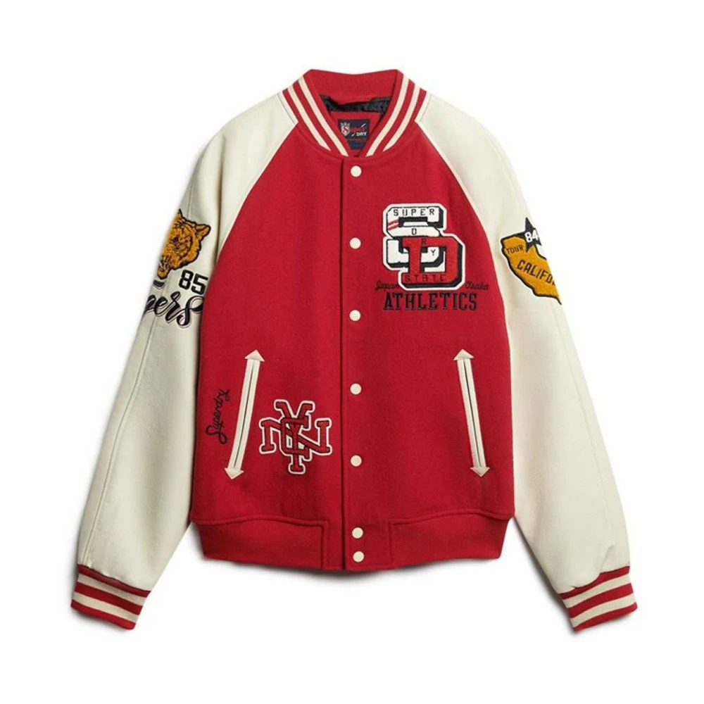 Superdry Men's Red Classic American College Varsity Patched Jacket