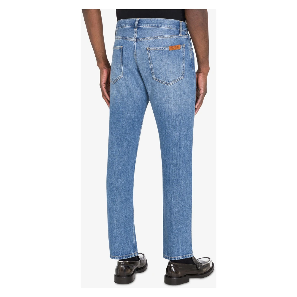 Moschino Blauwe Regular Fit Katoenen Jeans Blue Heren