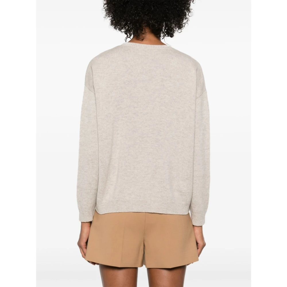 Max Mara Bruine Trui met Geribbelde Manchetten Brown Dames