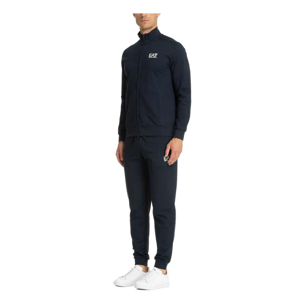 Emporio Armani EA7 Effen Rits Tracksuit met Logo Detail Blue Heren