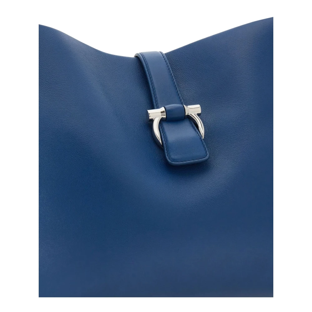 Salvatore Ferragamo Blauwe Tote Tas met Gancini Gesp Blue Dames