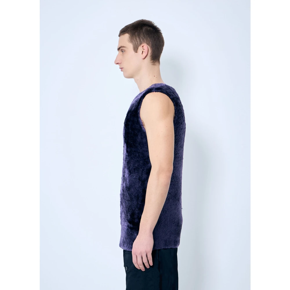 Dries Van Noten Fluffy Gebreide Top Purple Heren