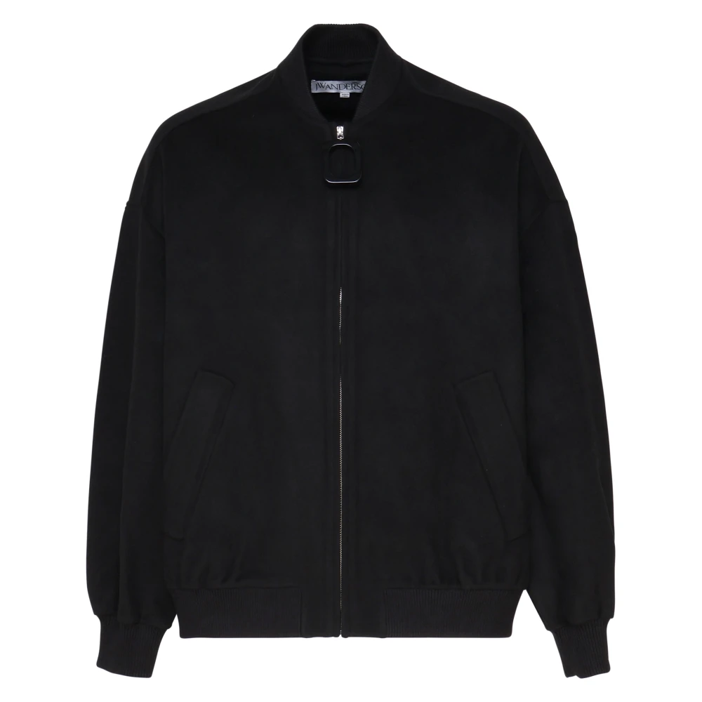 JW Anderson Zwarte Wol Rits Jas Black Heren