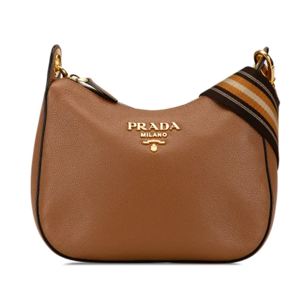 Prada Vintage Pre-owned Leather crossbody-bags Brown Dames