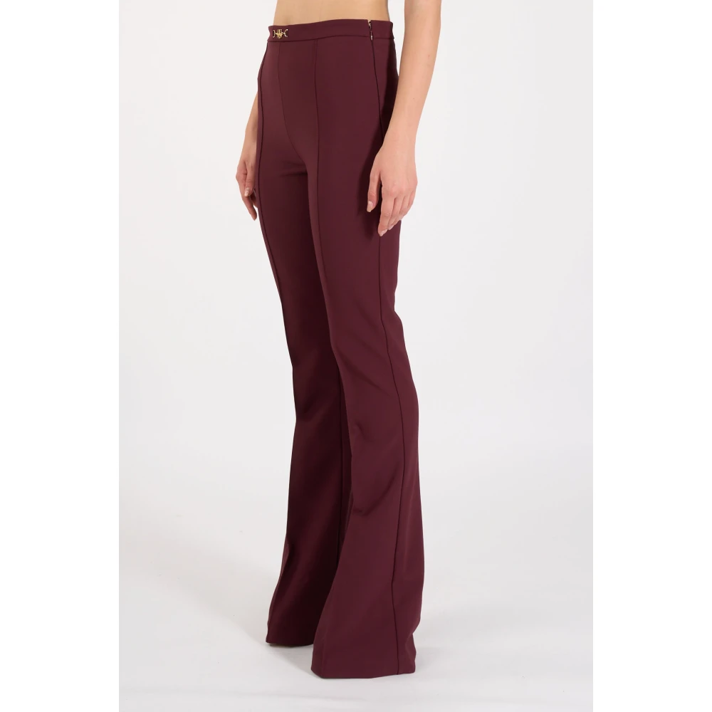 Elisabetta Franchi Wijde Pijp Stretch Crepe Broek Red Dames