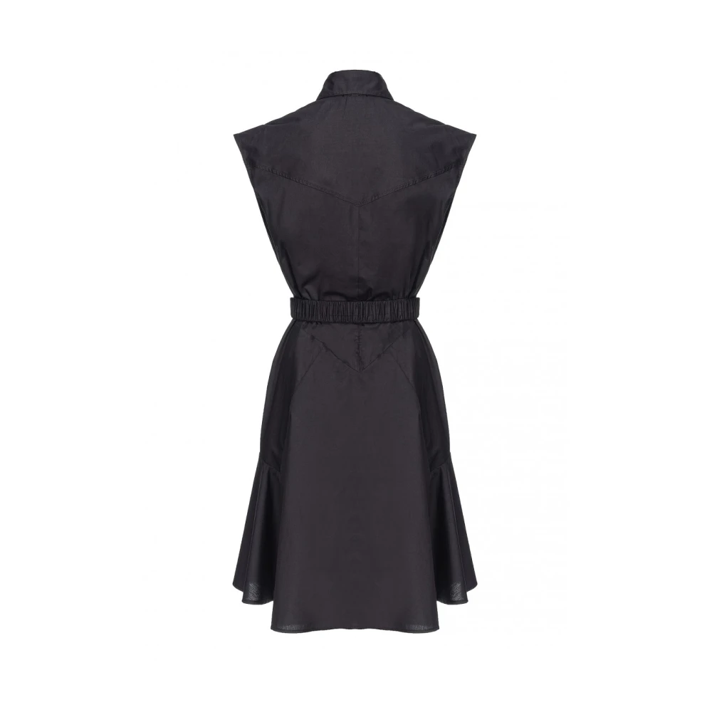 pinko Mouwloze Overhemdjurk met Riem Black Dames